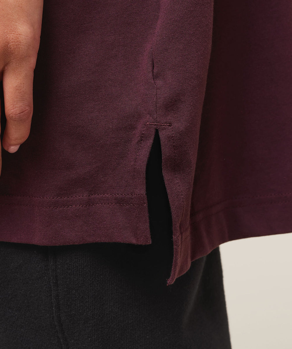 Covered Longline Cotton T-Shirt Cherry Purple