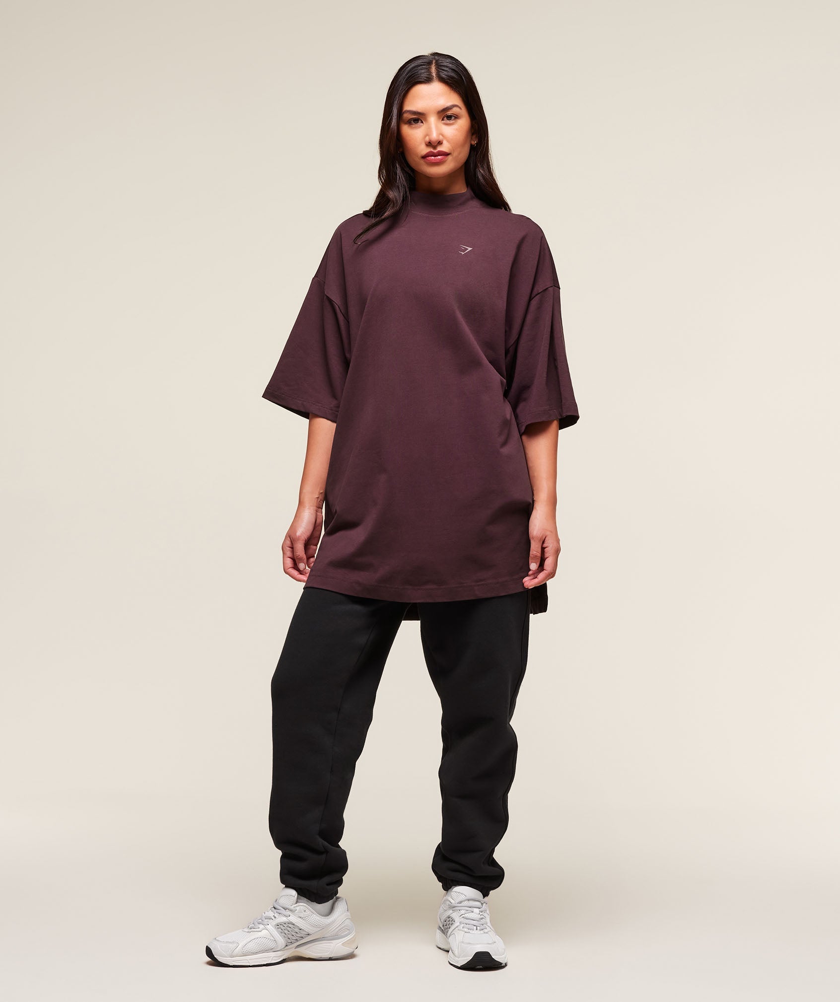 Covered Longline Cotton T-Shirt Cherry Purple