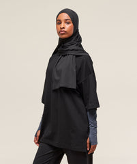 Covered Longline Cotton T-Shirt Black