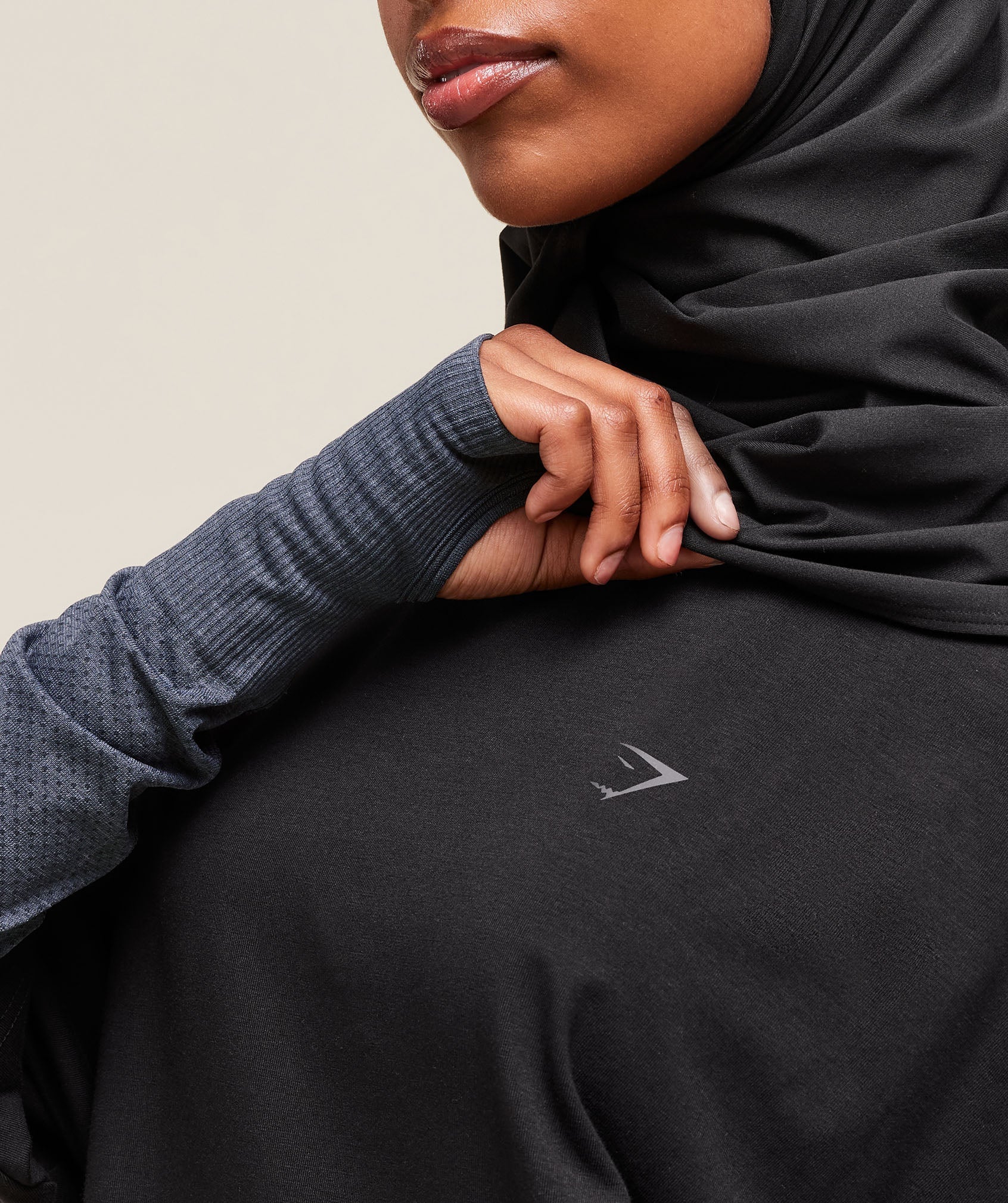 Covered Longline Cotton T-Shirt Black