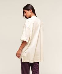 Covered Longline Cotton T-Shirt Soft White