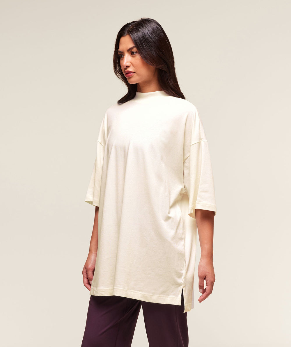 Covered Longline Cotton T-Shirt Soft White