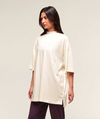 Covered Longline Cotton T-Shirt Soft White
