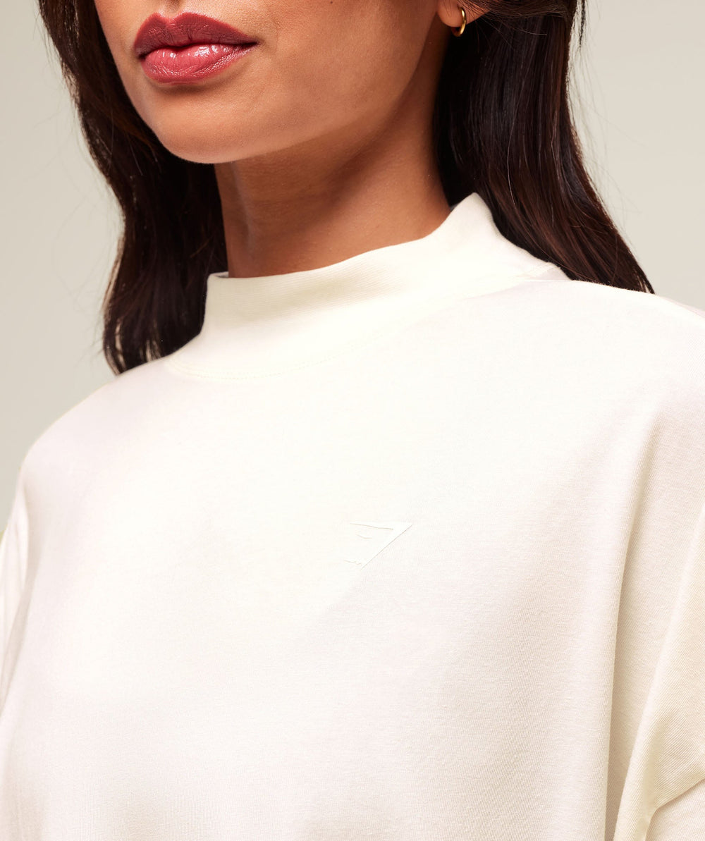 Covered Longline Cotton T-Shirt Soft White