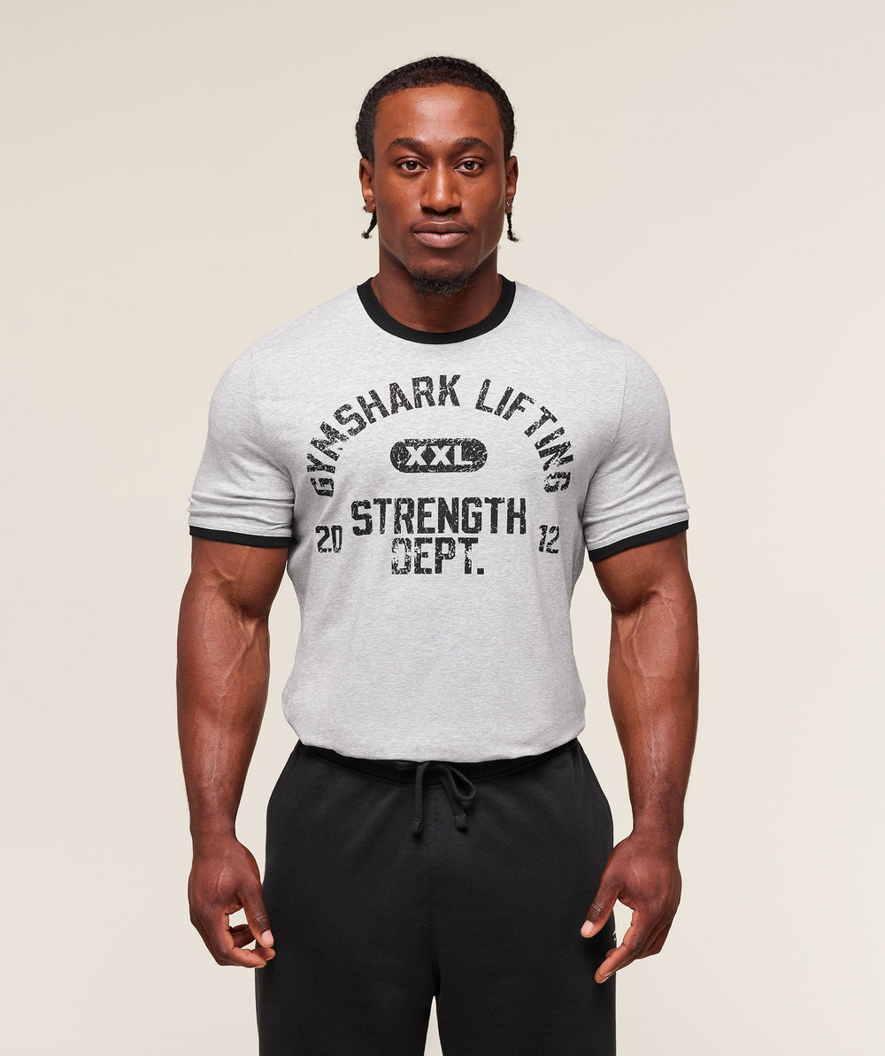 XXL Strength Dept Ringer T-Shirt Light Grey Core Marl