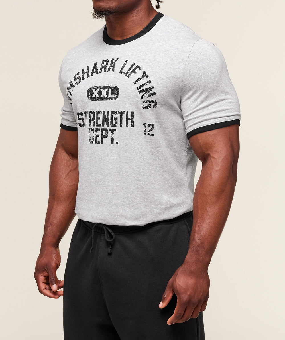 XXL Strength Dept Ringer T-Shirt Light Grey Core Marl
