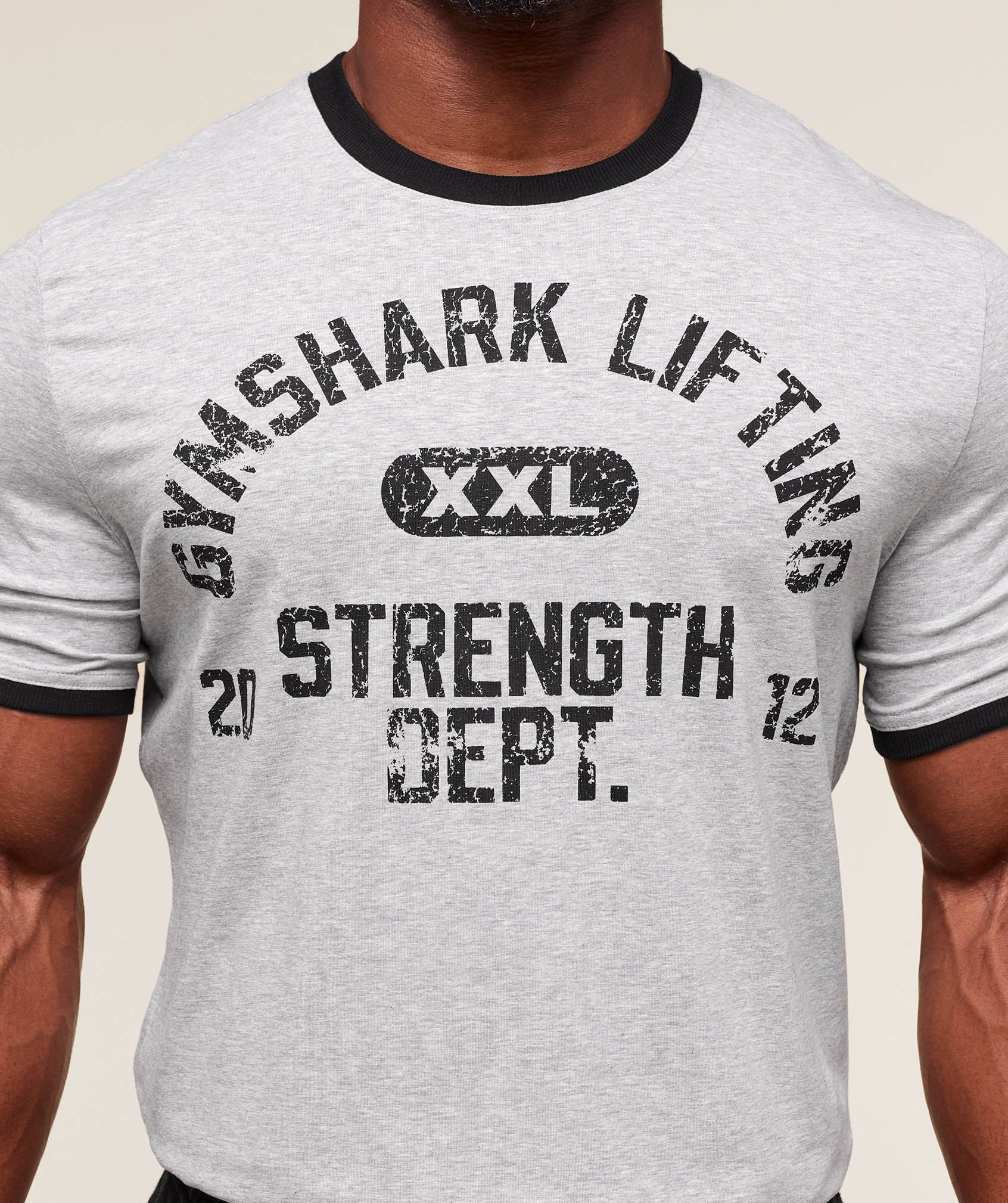 XXL Strength Dept Ringer T-Shirt Light Grey Core Marl
