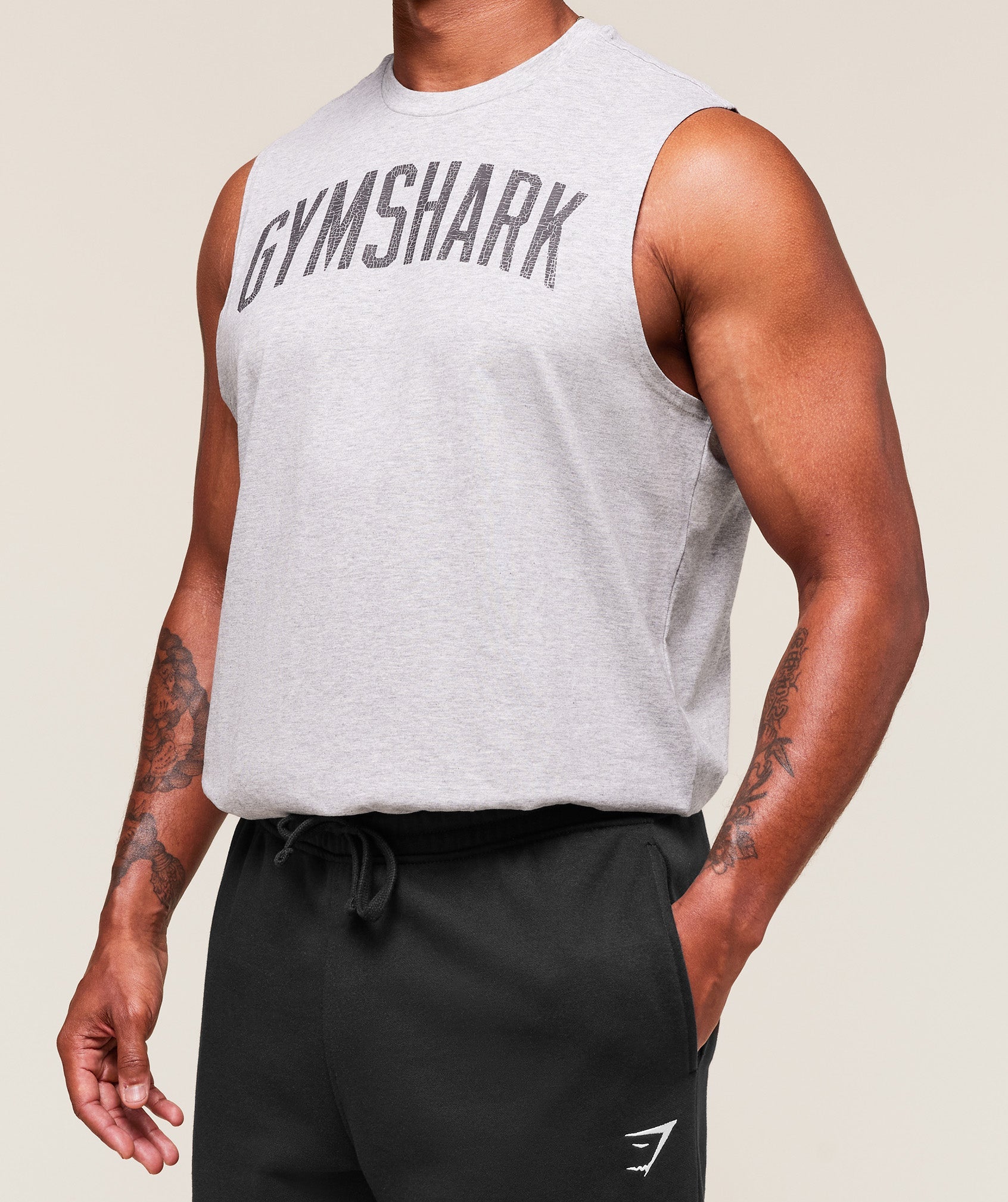 Worn Graphic Tank Light Grey Core Marl
