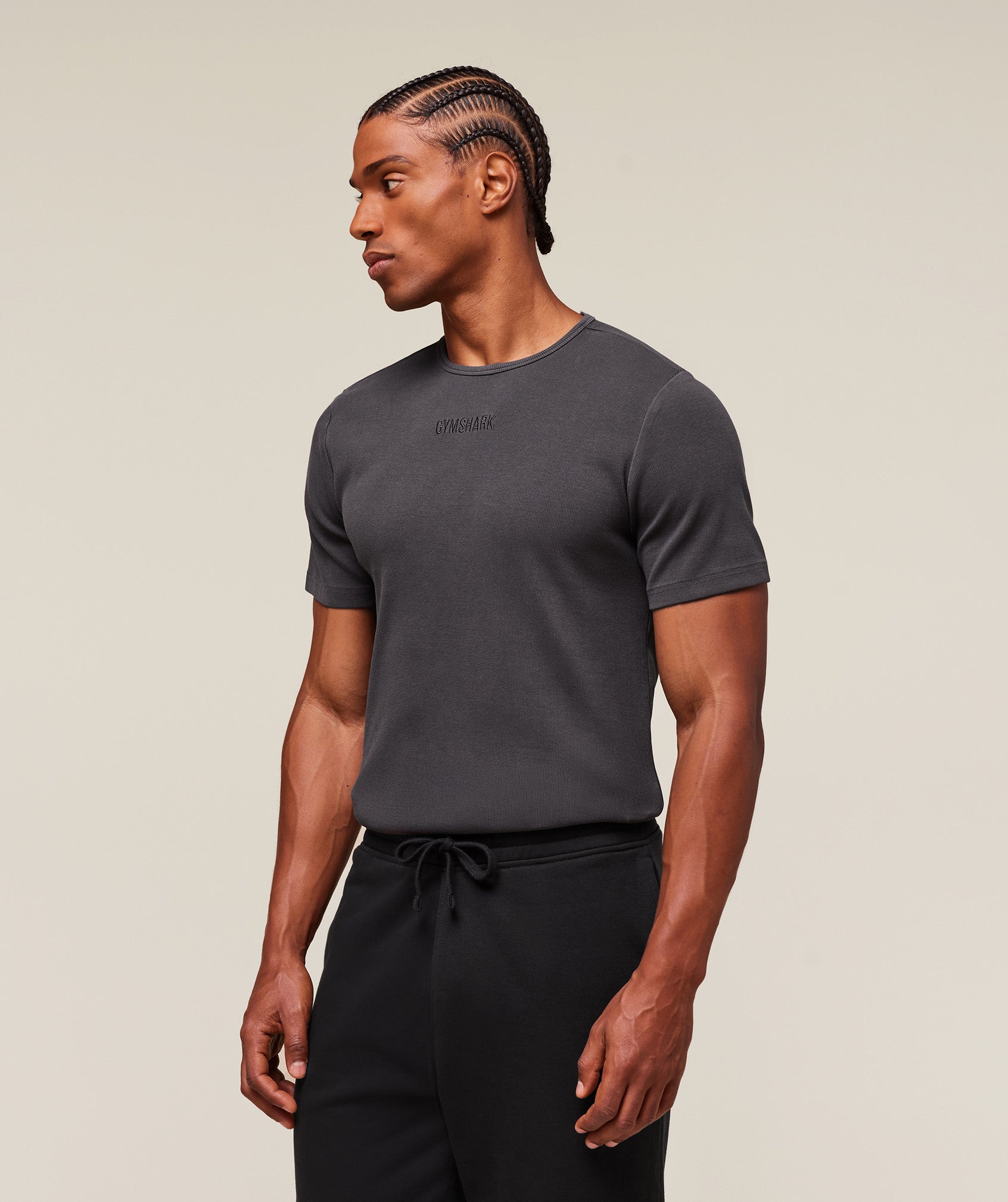Premium Washed Ribbed T-Shirt Onyx Grey