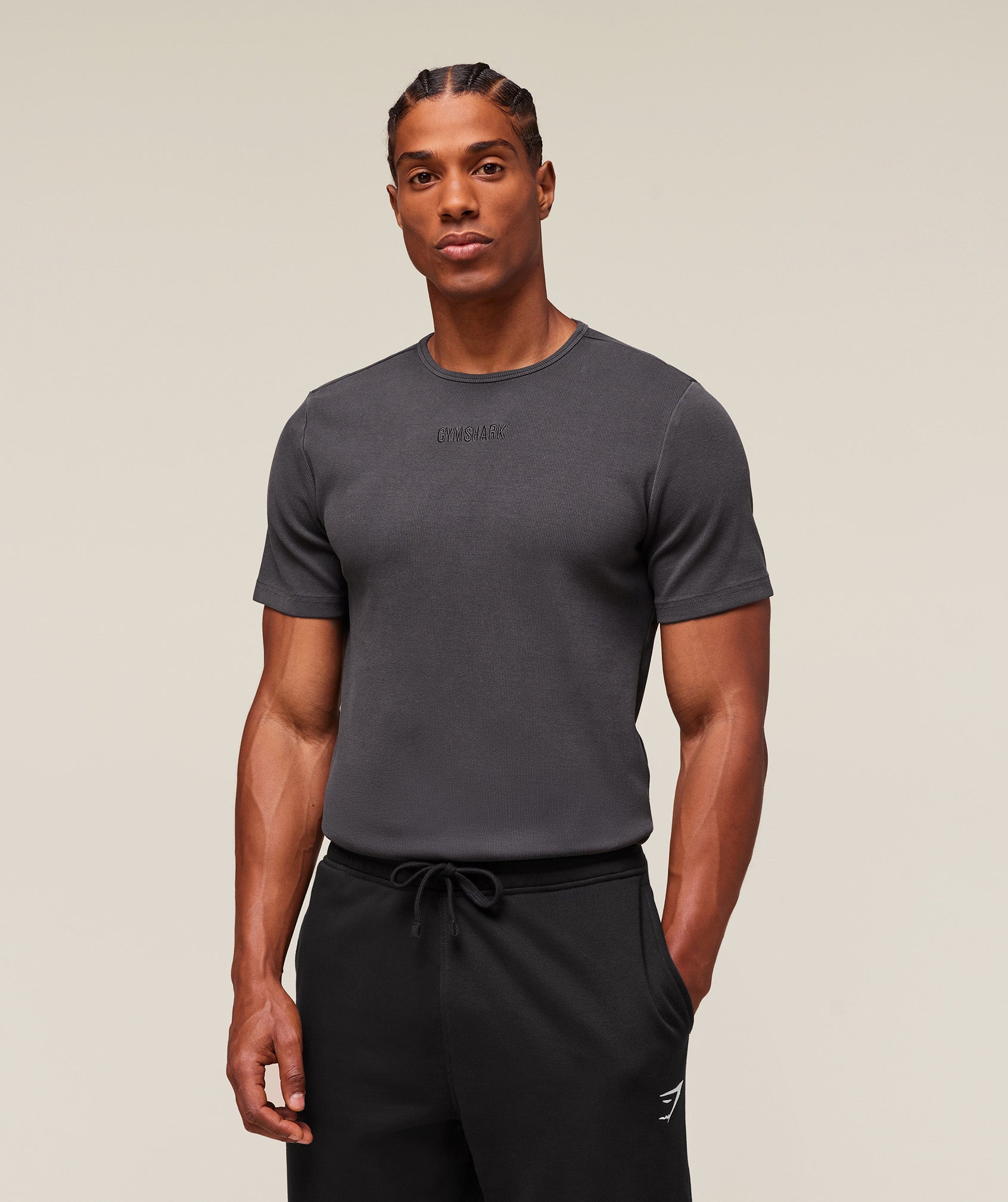 Premium Washed Ribbed T-Shirt Onyx Grey
