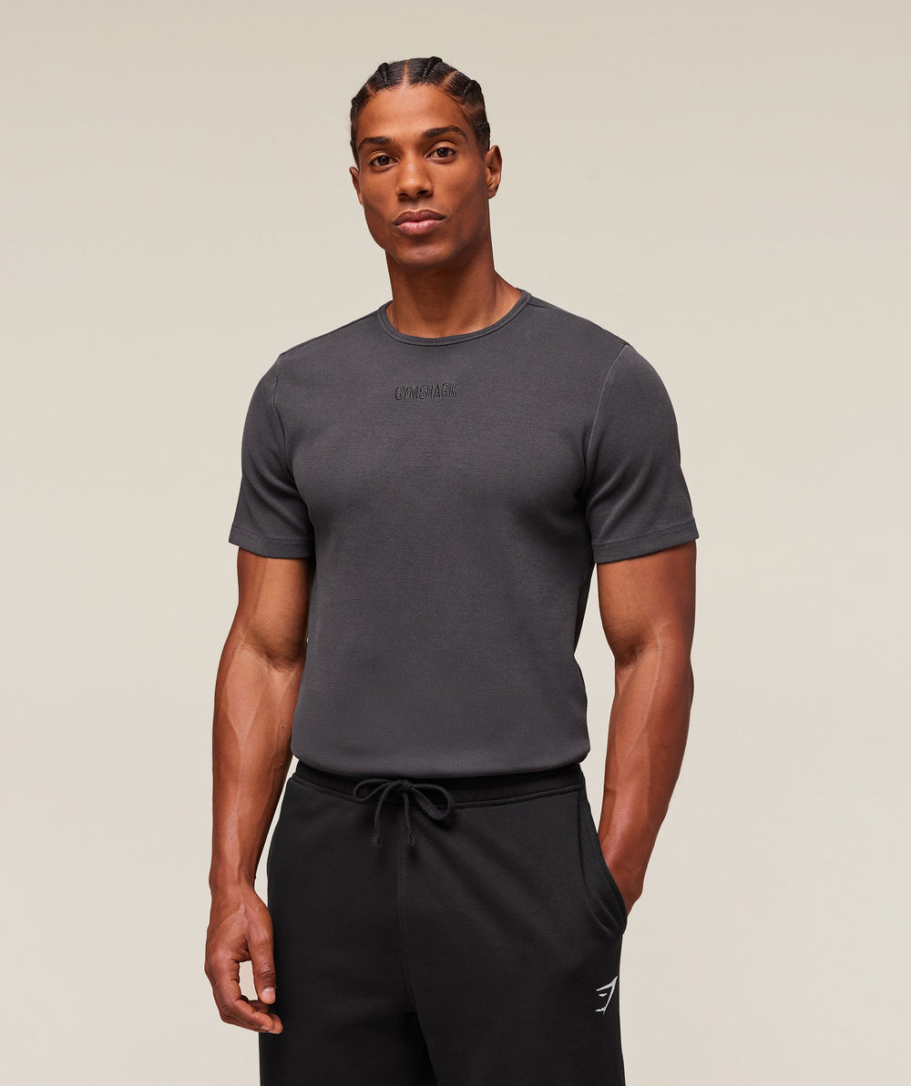 Premium Washed Ribbed T-Shirt Onyx Grey