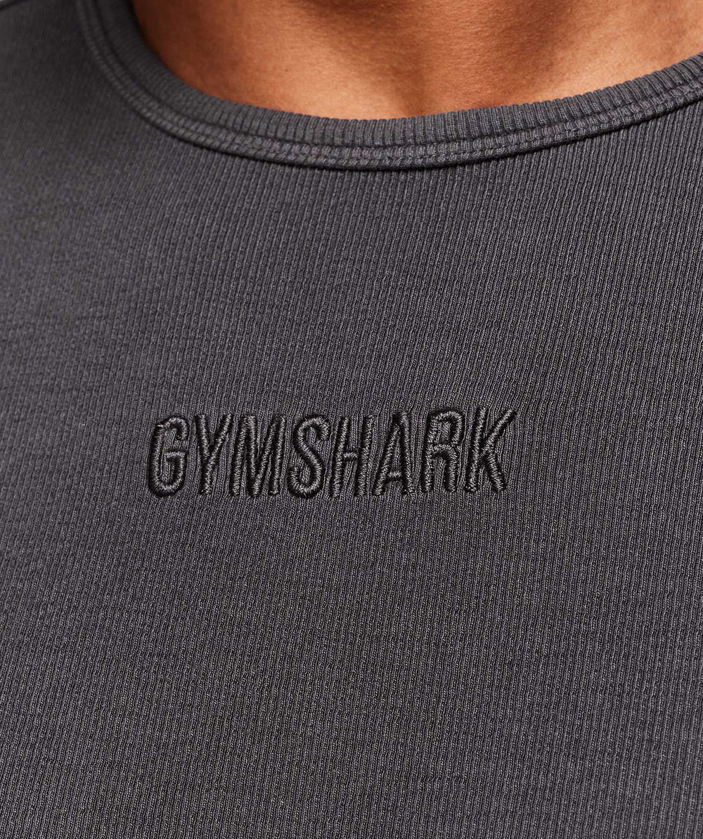 Premium Washed Ribbed T-Shirt Onyx Grey