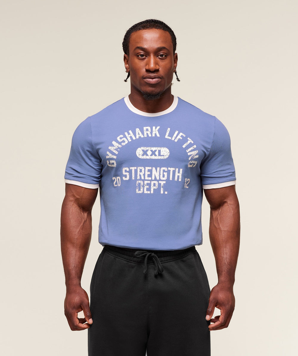 XXL Strength Dept Ringer T-Shirt Worn Blue