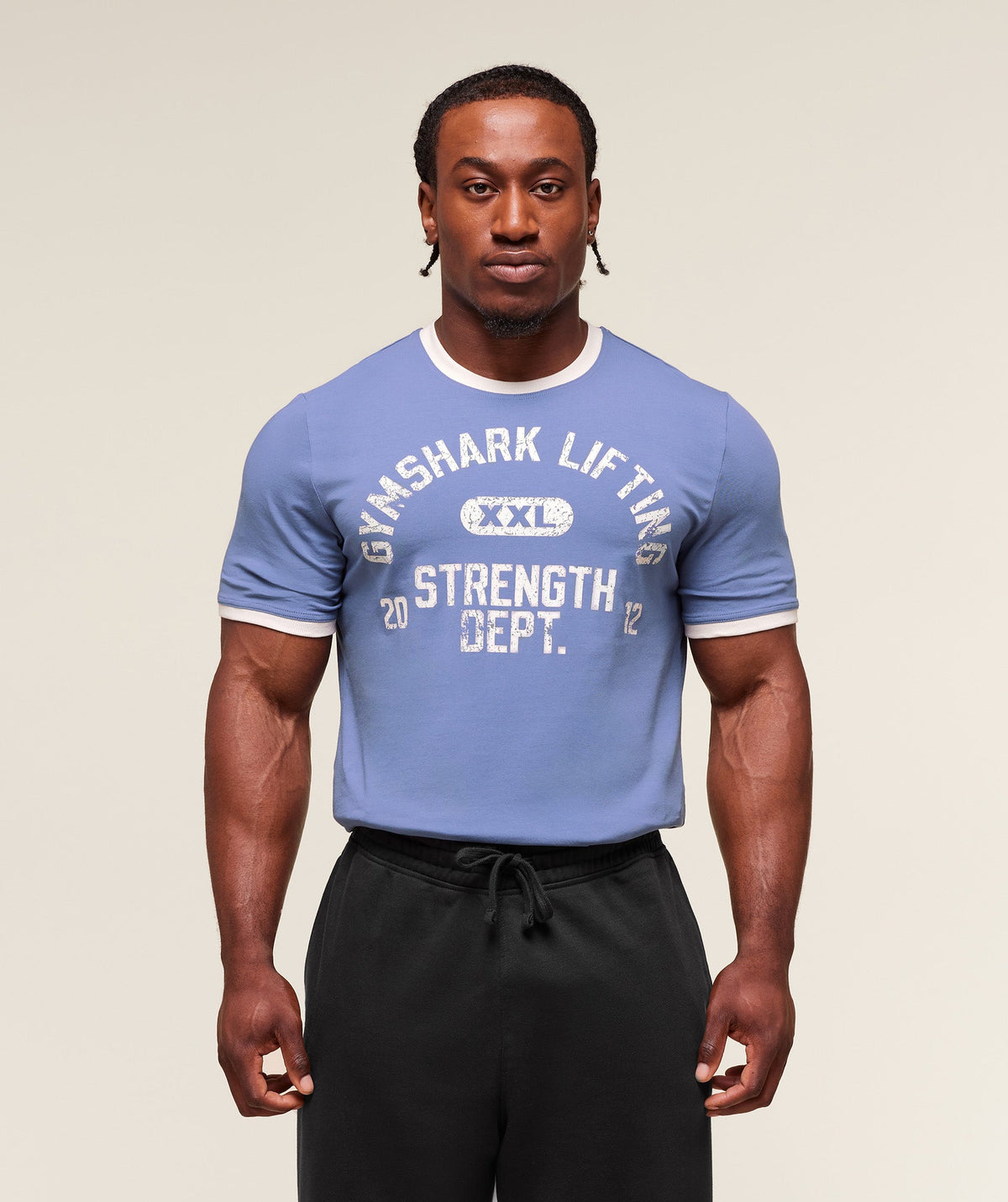 XXL Strength Dept Ringer T-Shirt Worn Blue