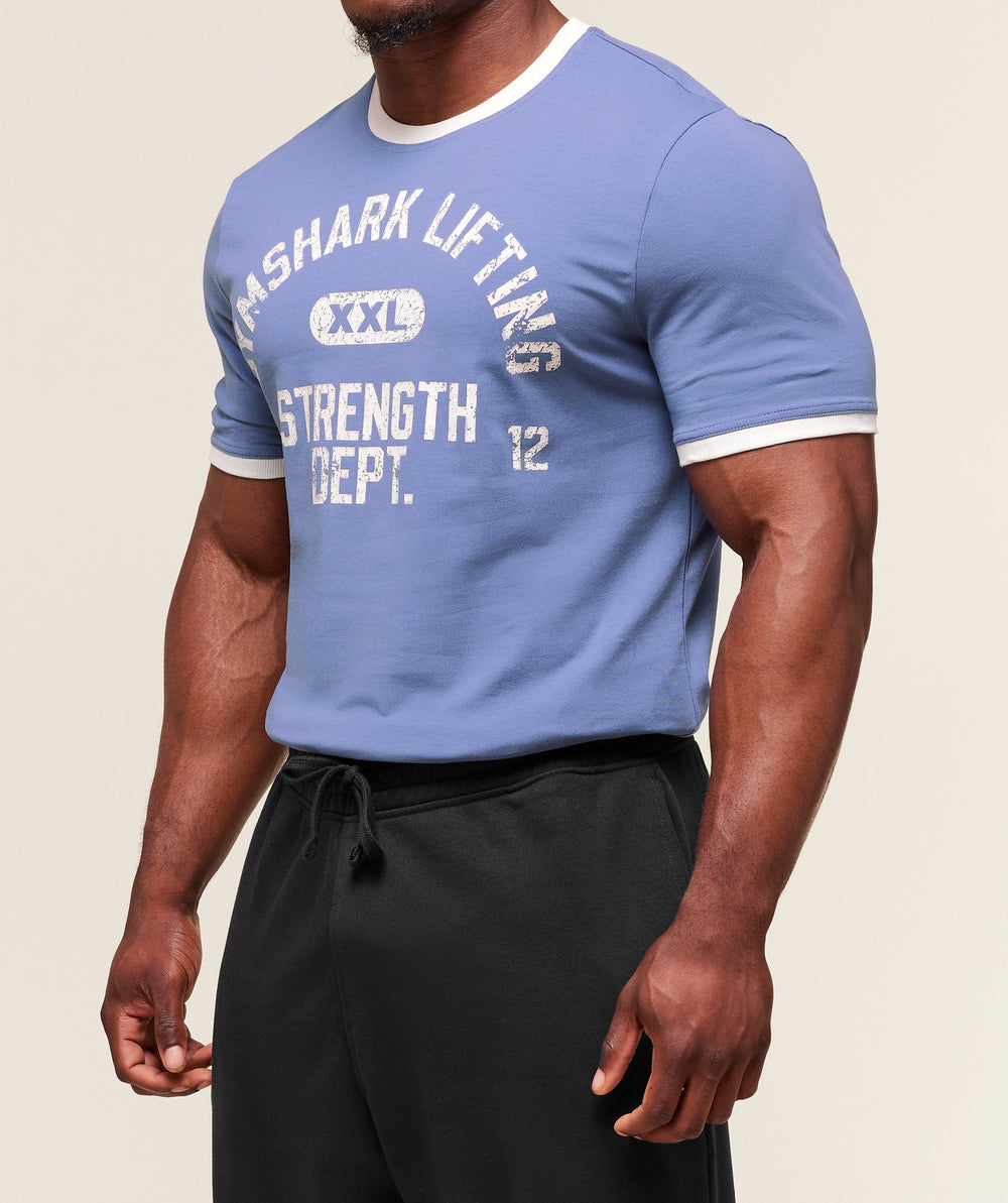 XXL Strength Dept Ringer T-Shirt Worn Blue