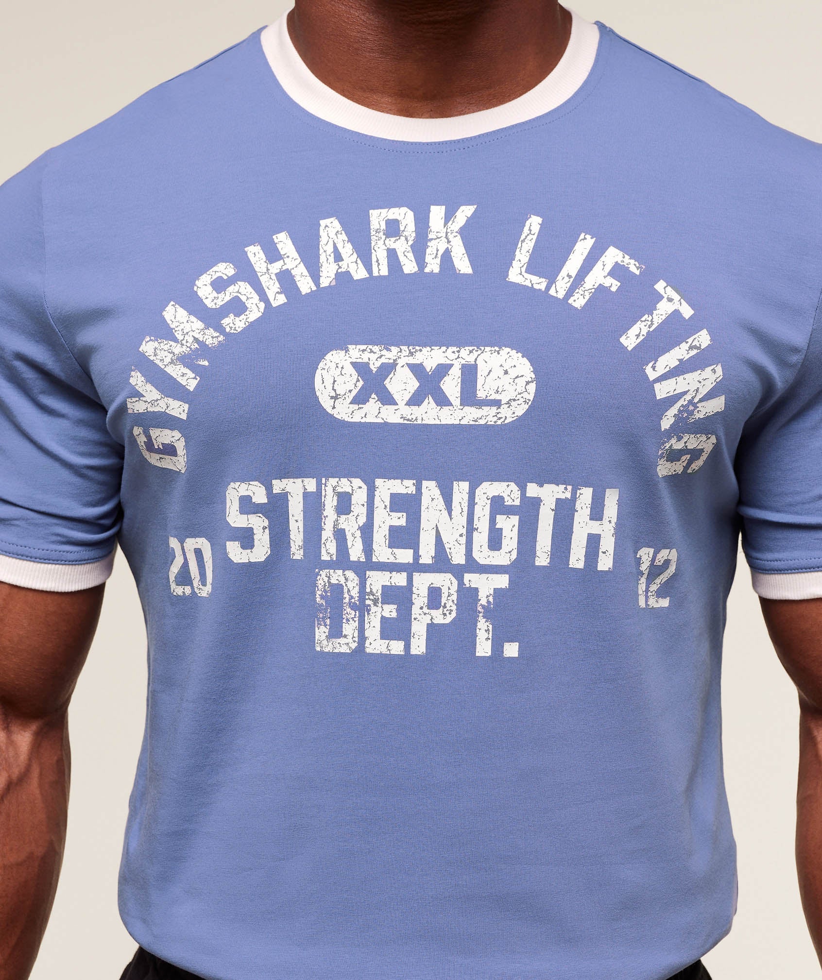 XXL Strength Dept Ringer T-Shirt Worn Blue