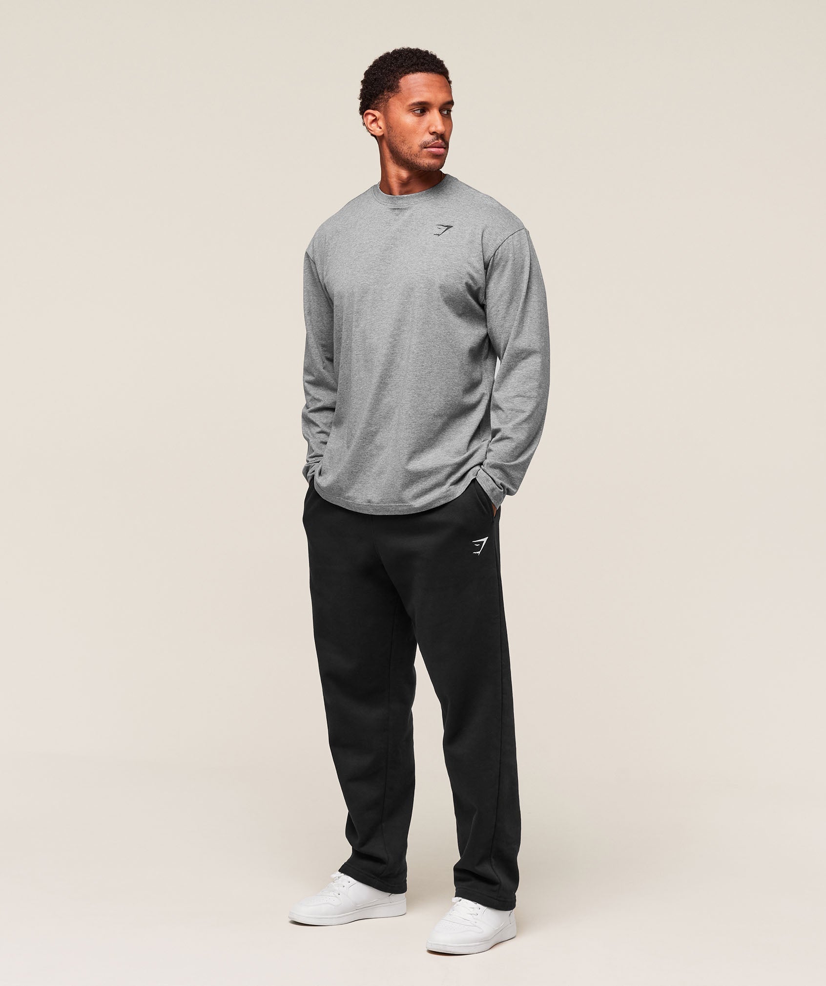 Essential Oversized Long Sleeve T-Shirt Charcoal Core Marl