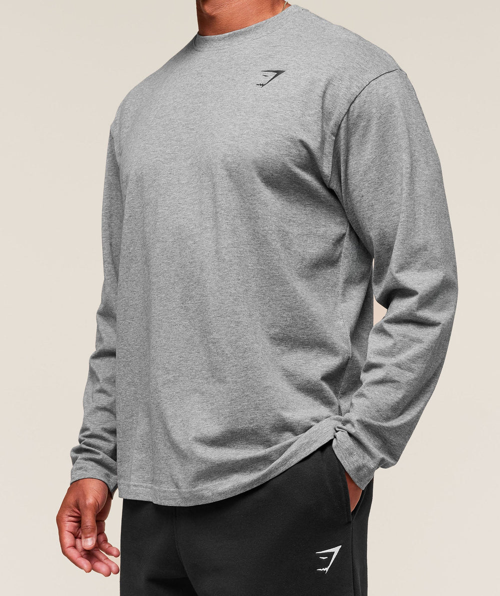Essential Oversized Long Sleeve T-Shirt Charcoal Core Marl