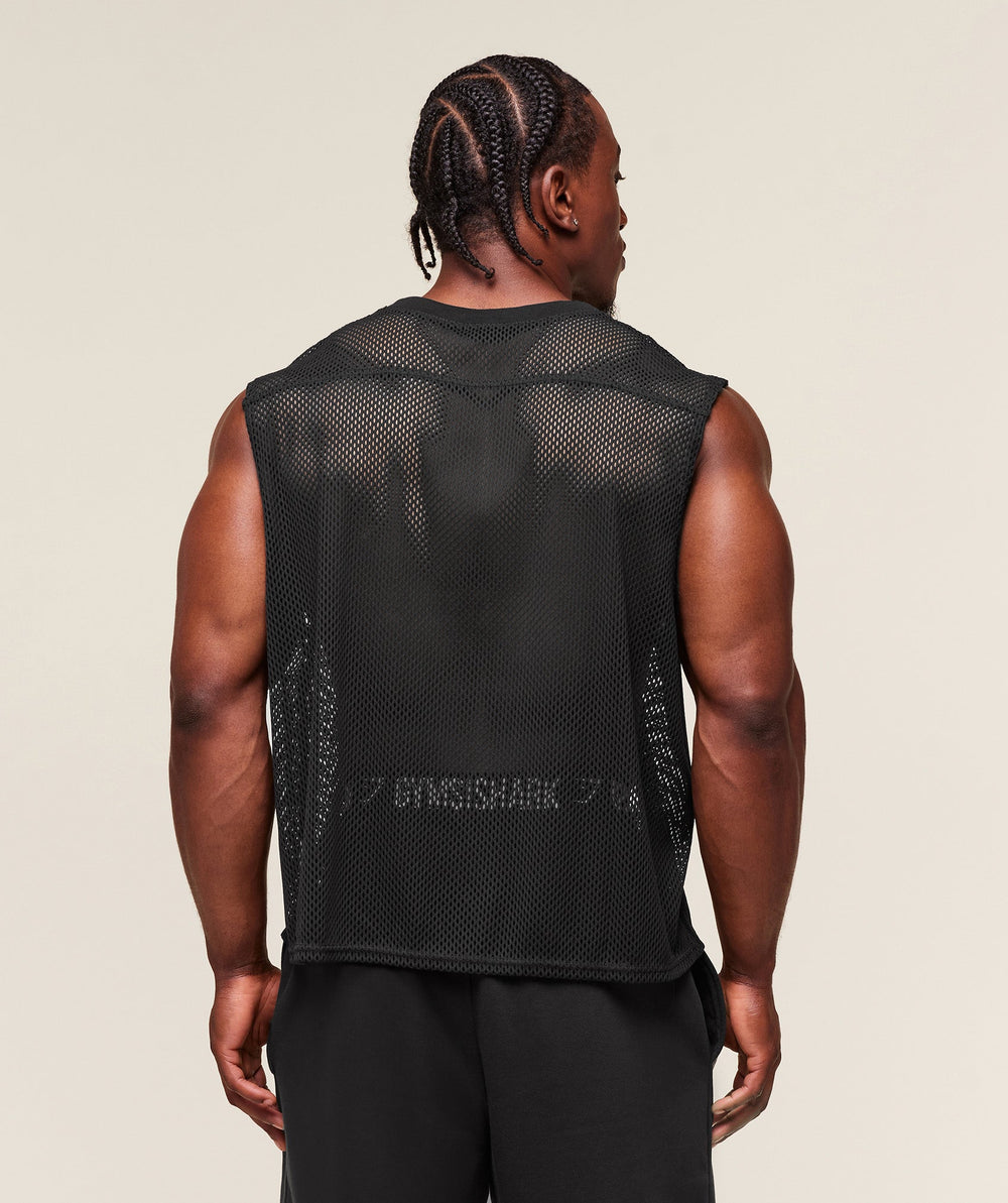 Mesh Oversized Tank Black