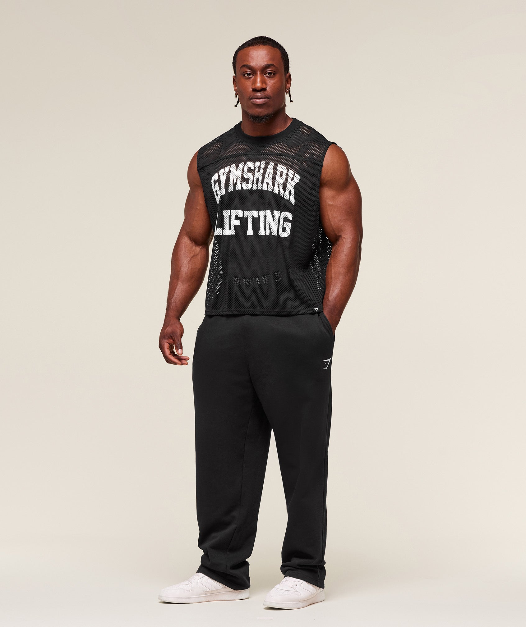 Mesh Oversized Tank Black
