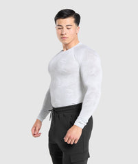 Geo Seamless Long Sleeve T-Shirt White/Light Grey