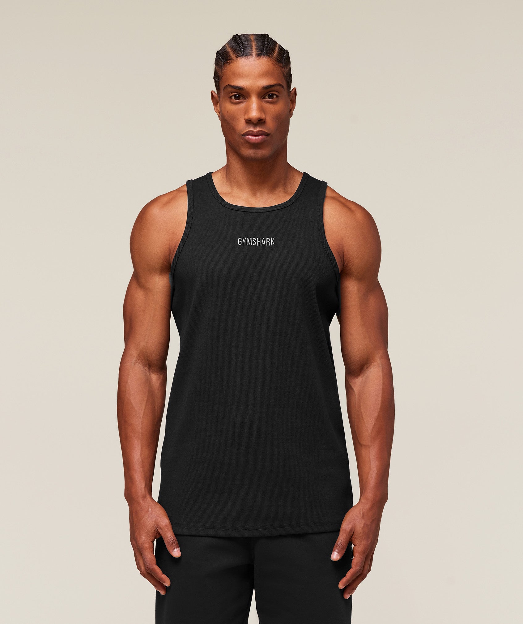 Premium Ribbed Tank Black