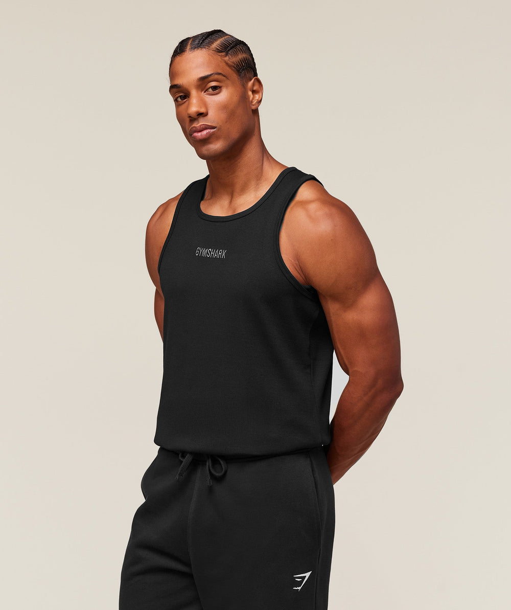 Premium Ribbed Tank Black