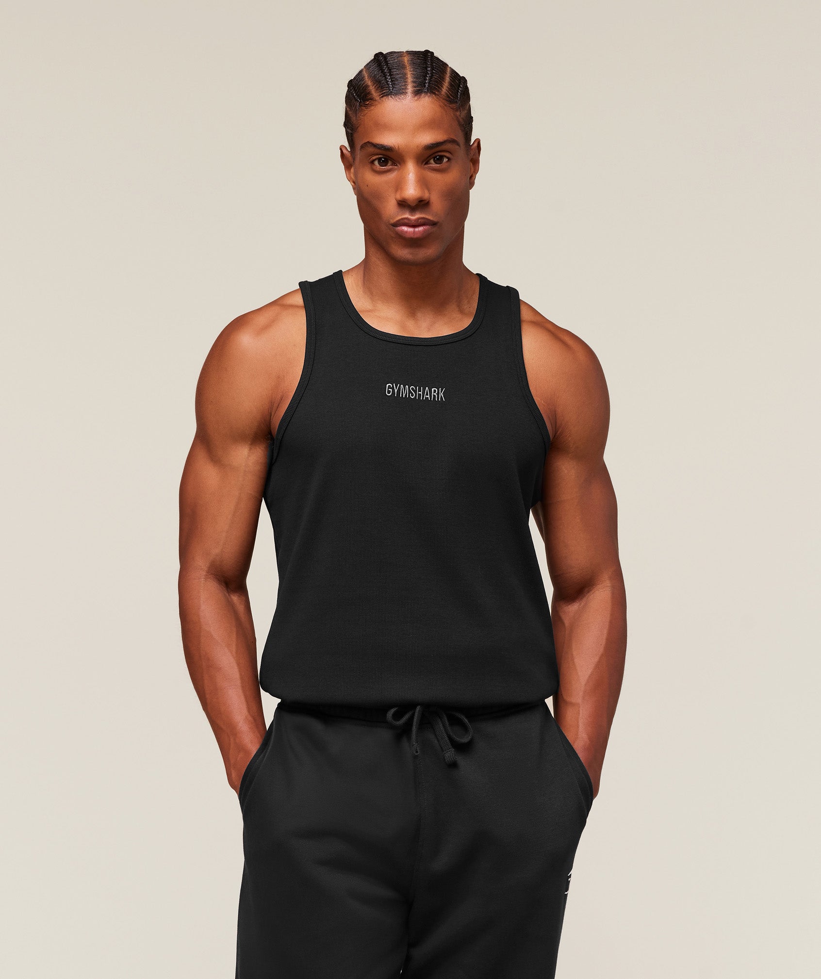 Premium Ribbed Tank Black