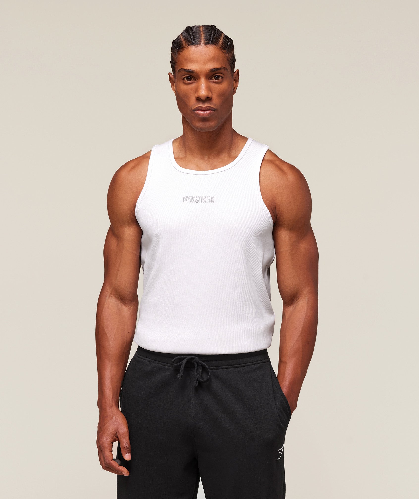 Premium Ribbed Tank White