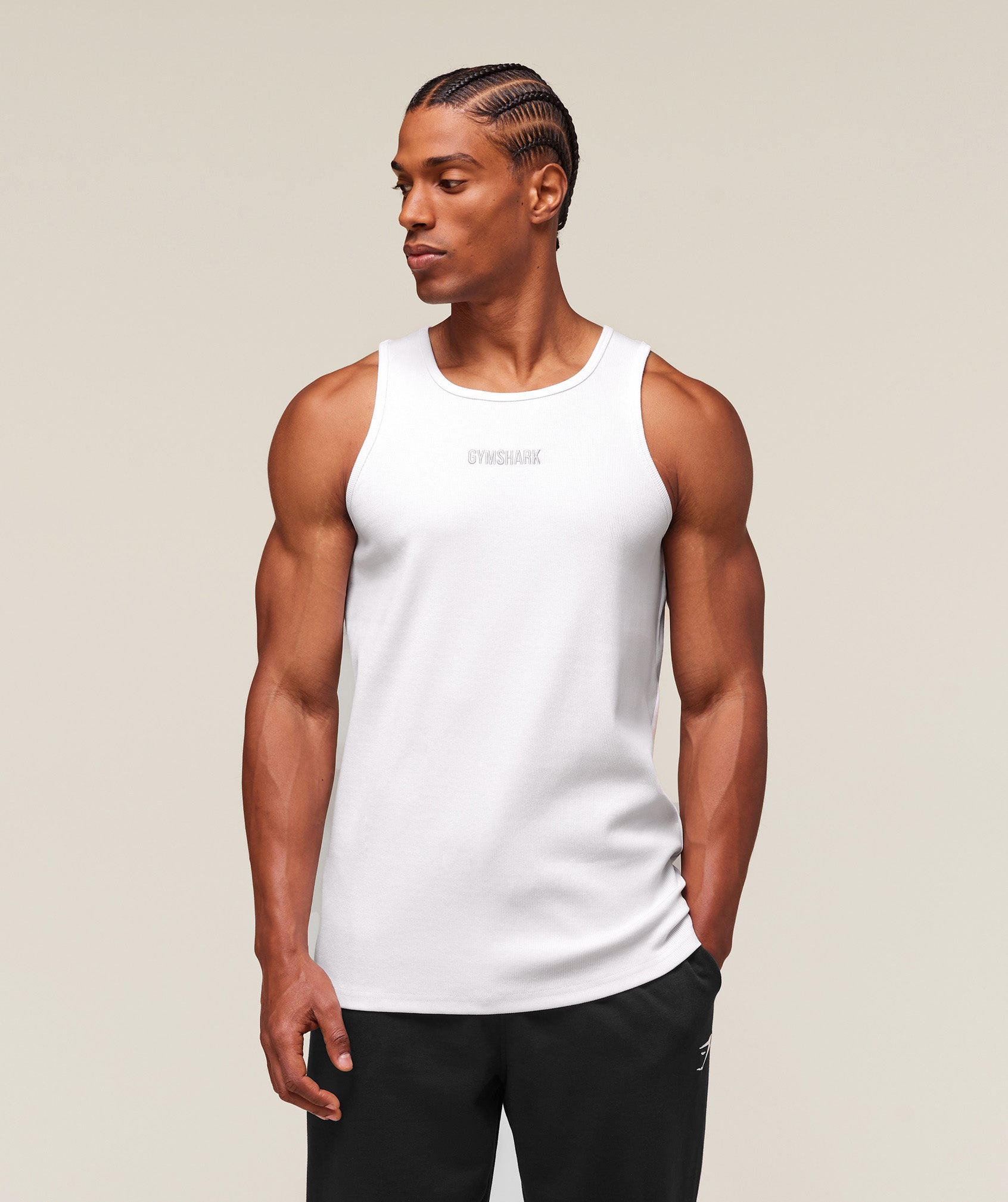 Premium Ribbed Tank White