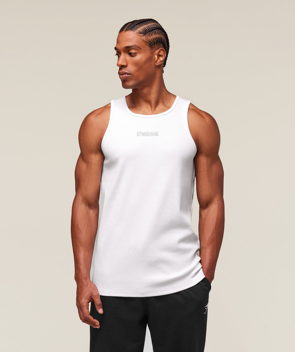 Premium Ribbed Tank White