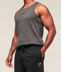Washed Premium Ribbed Tank Onyx Grey
