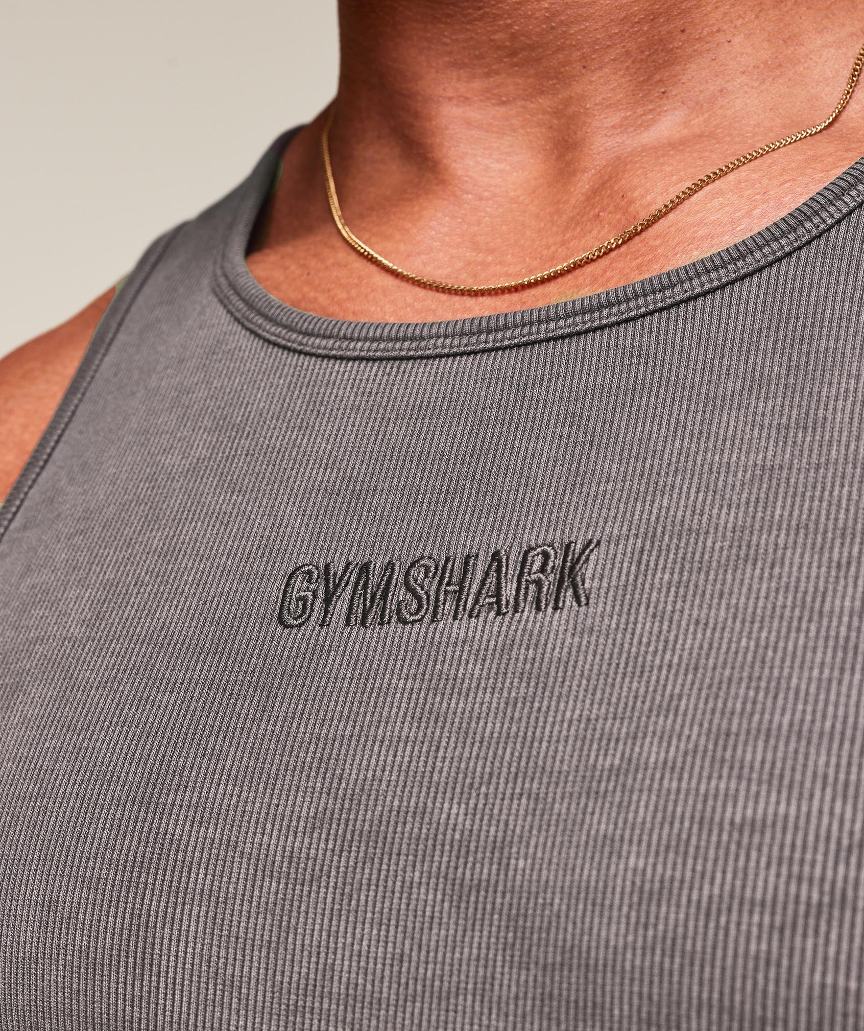 Washed Premium Ribbed Tank Onyx Grey