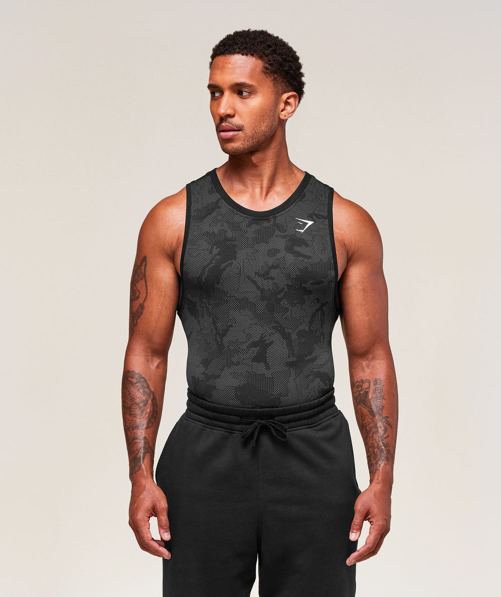Geo Seamless Tank Black/Charcoal Grey