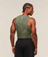Geo Seamless Tank Core Olive/Deep Olive Green