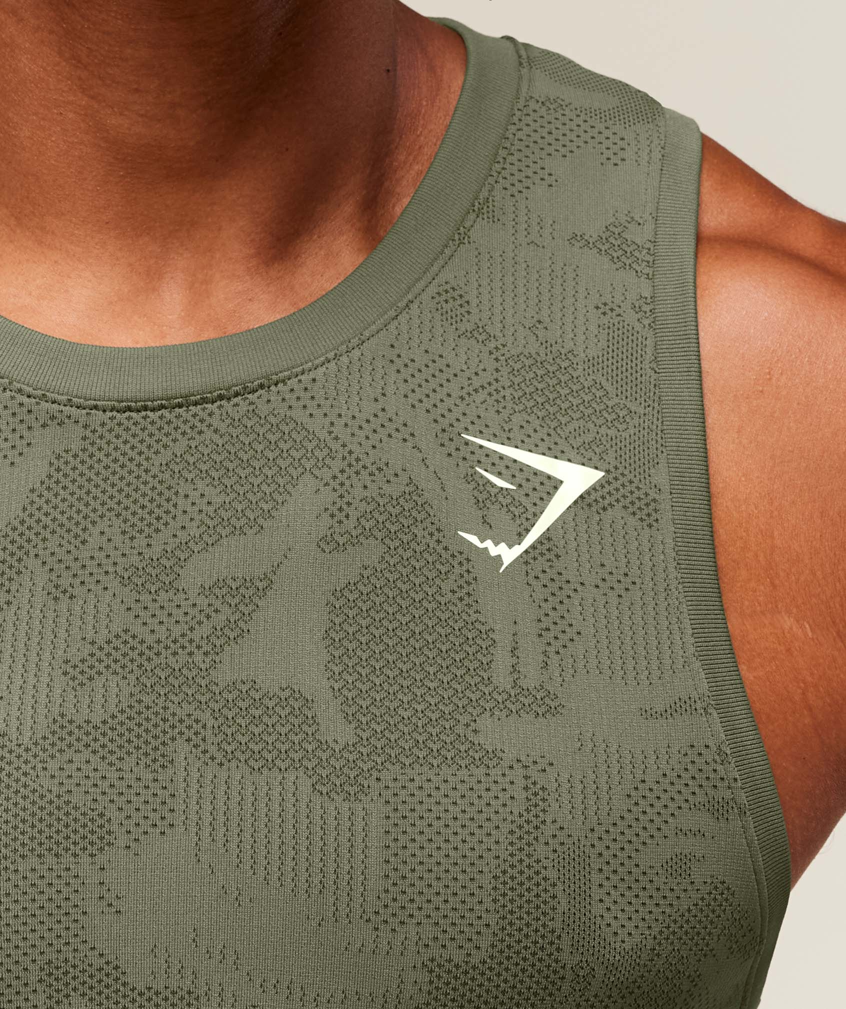 Geo Seamless Tank Core Olive/Deep Olive Green