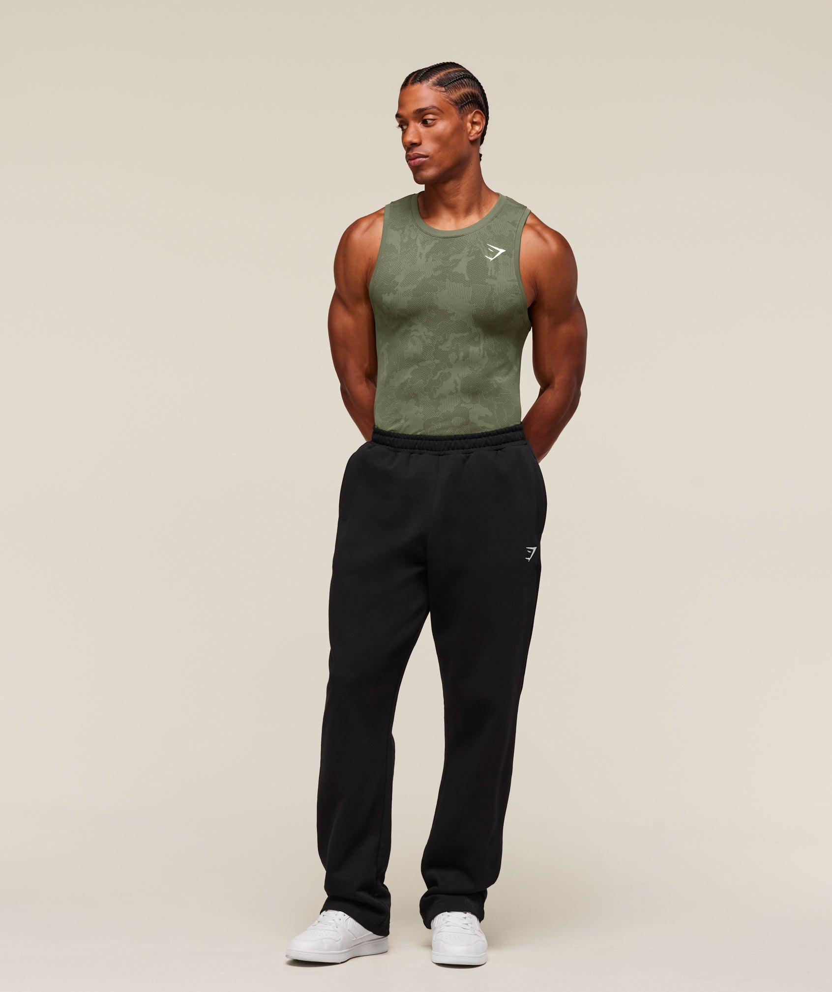 Geo Seamless Tank Core Olive/Deep Olive Green