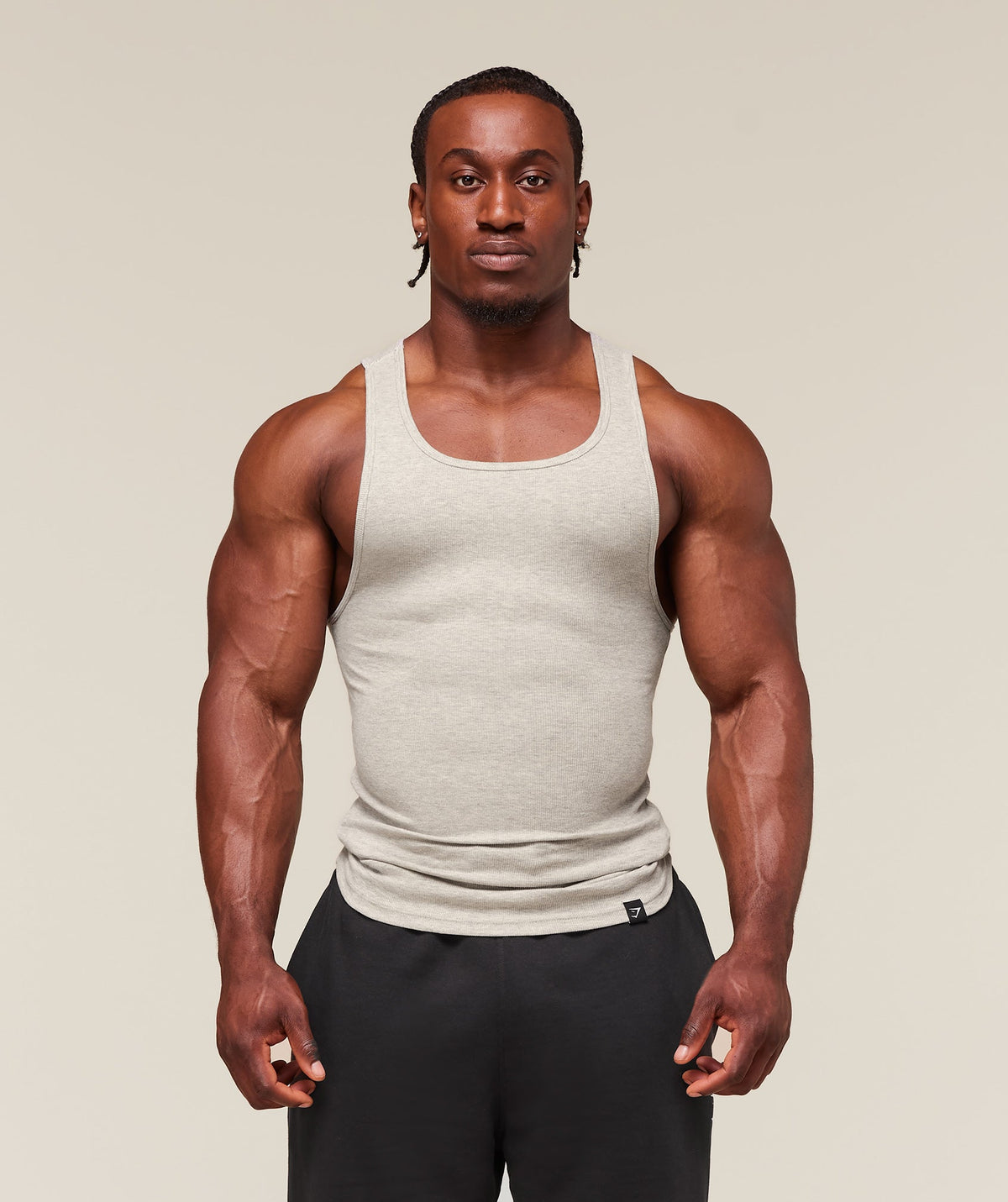 Ribbed Tank 3pk White/Black/Stone Grey Marl