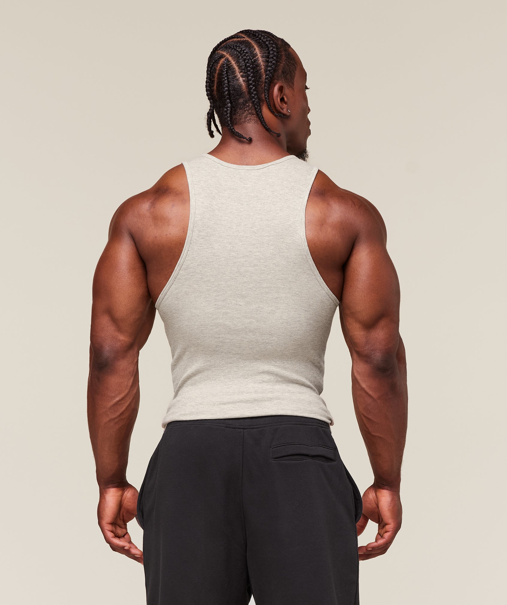 Ribbed Tank 3pk White/Black/Stone Grey Marl