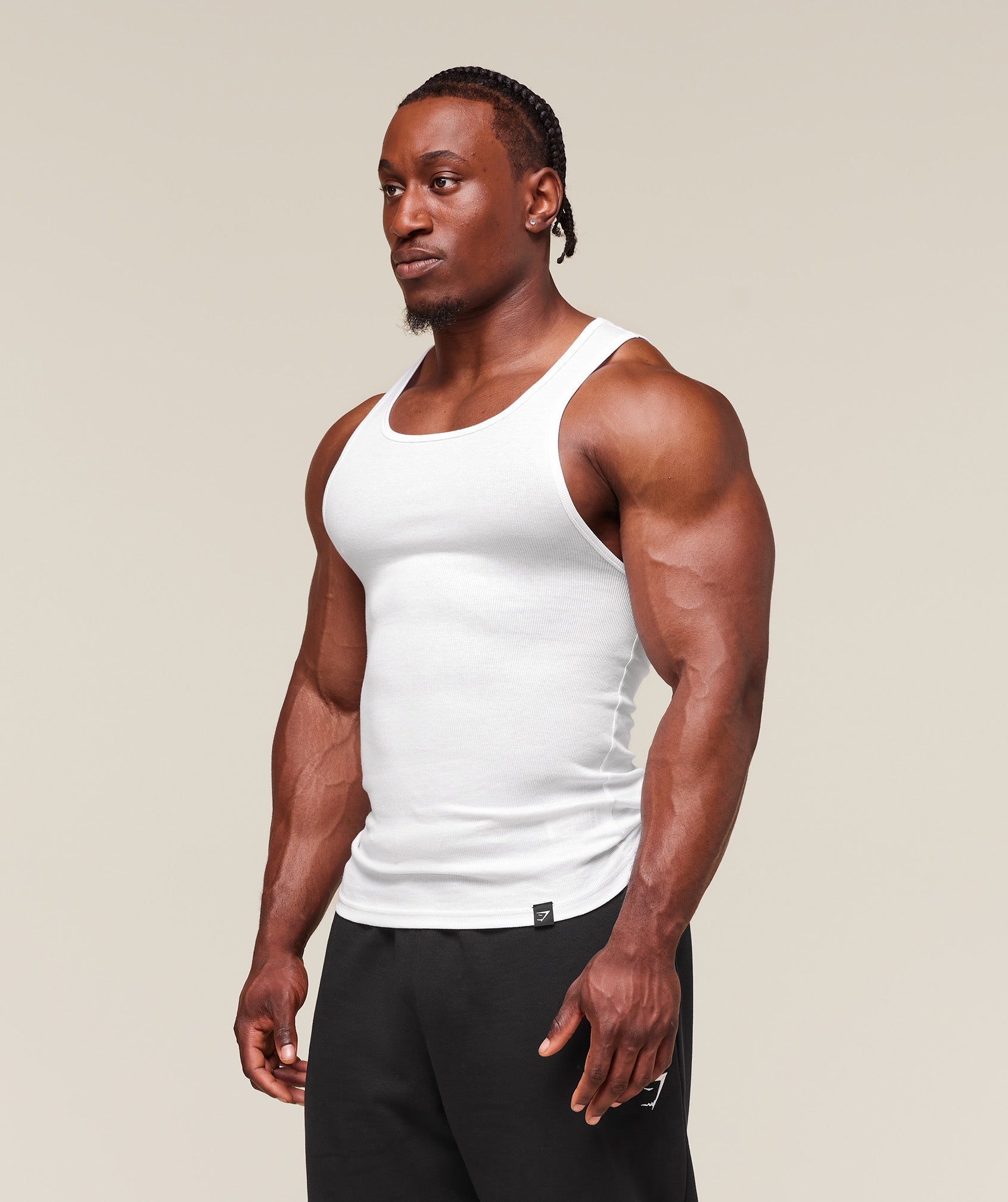 Ribbed Tank 3pk White/Black/Stone Grey Marl