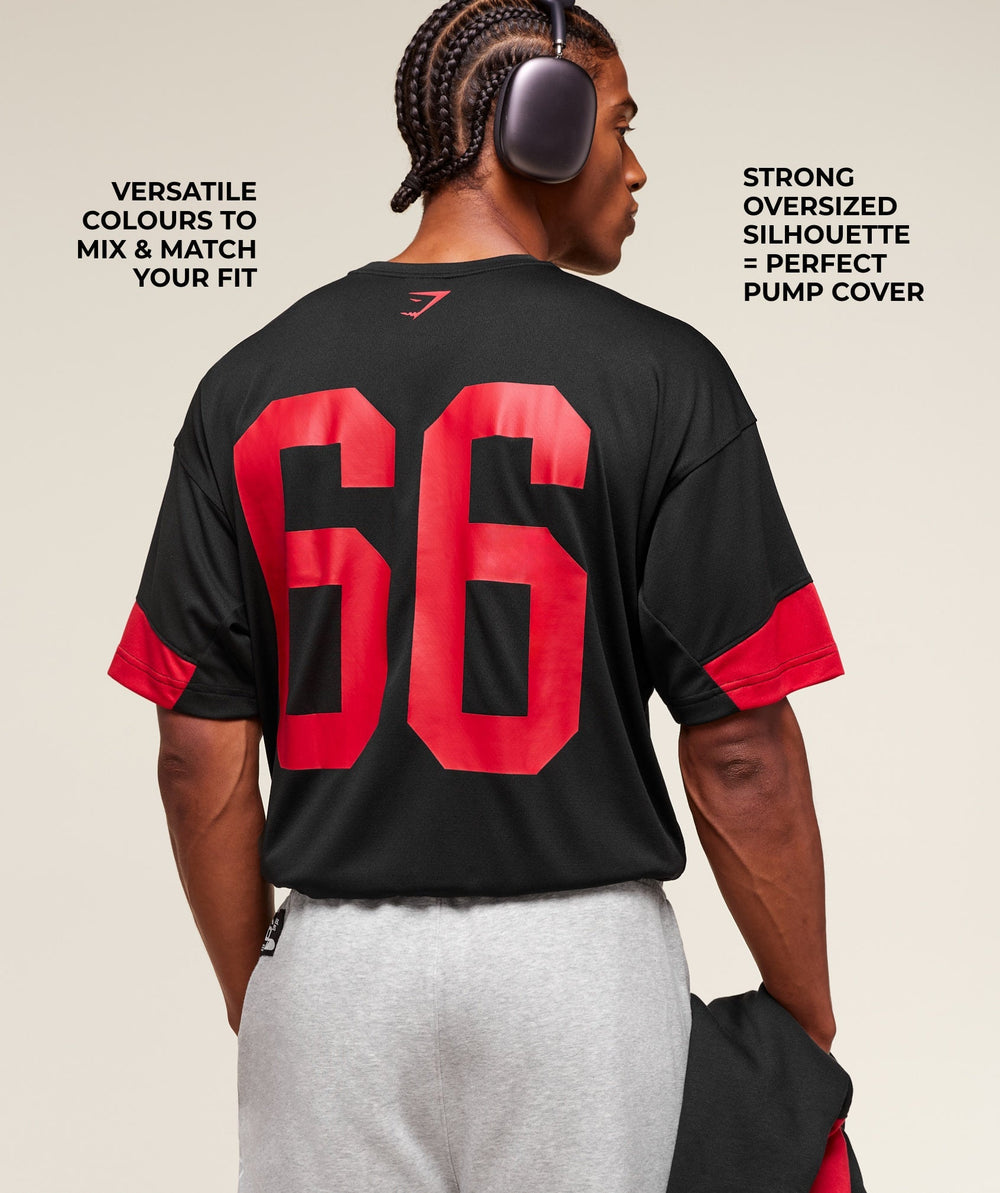 Varsity Oversized T-Shirt Black/Conditioning Red