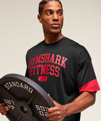 Varsity Oversized T-Shirt Black/Conditioning Red
