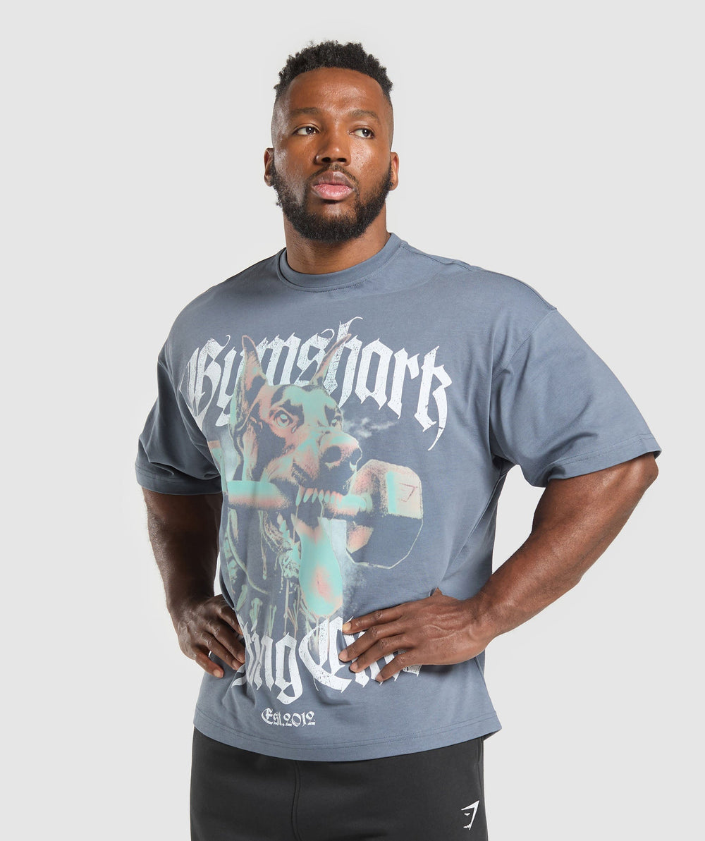 Doberman Graphic T-Shirt Iron Blue