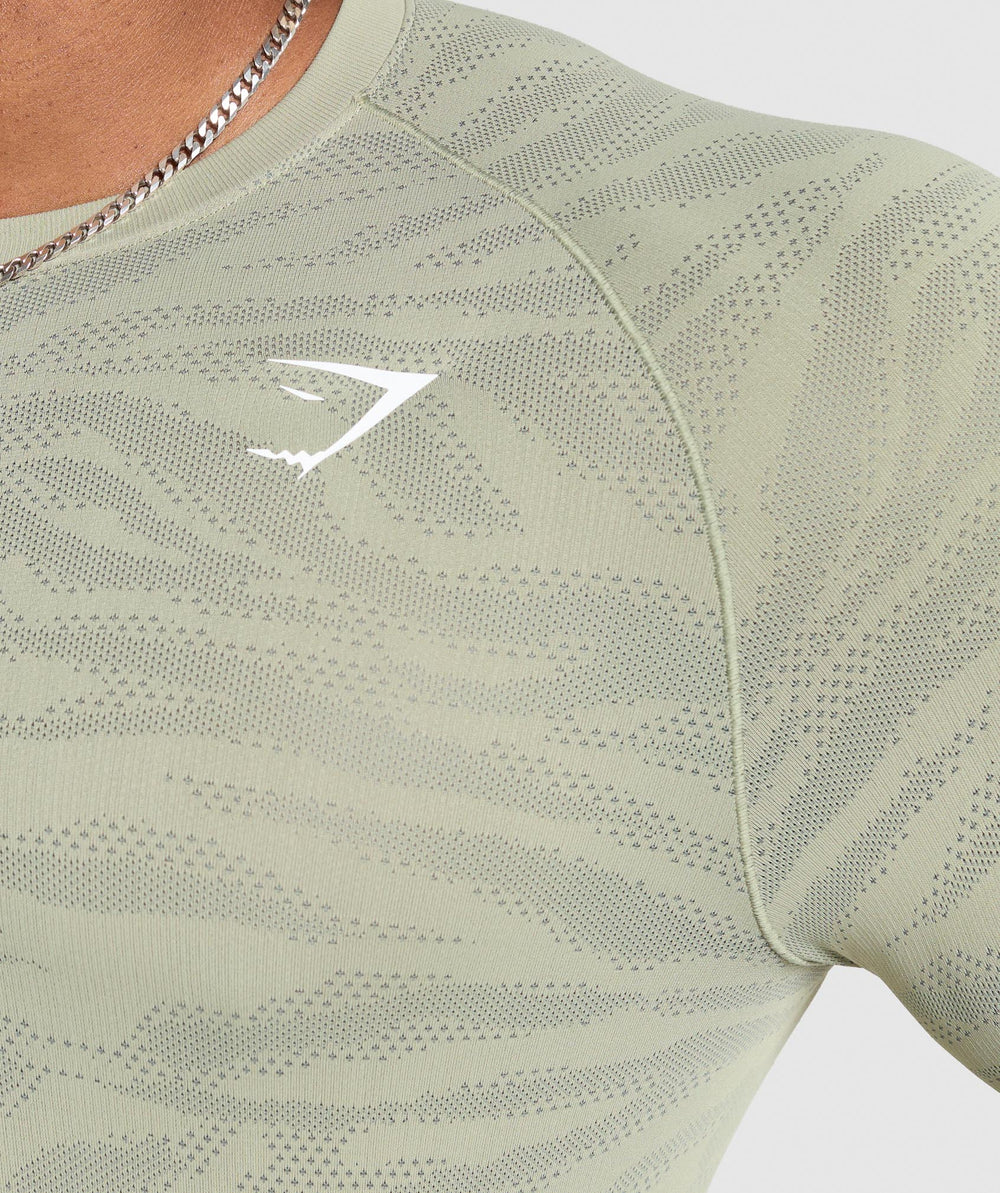 Geo Animal Seamless Long Sleeve T-Shirt Chalk Green/Unit Green