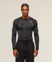 Geo Seamless Long Sleeve T-Shirt Black/Charcoal Grey