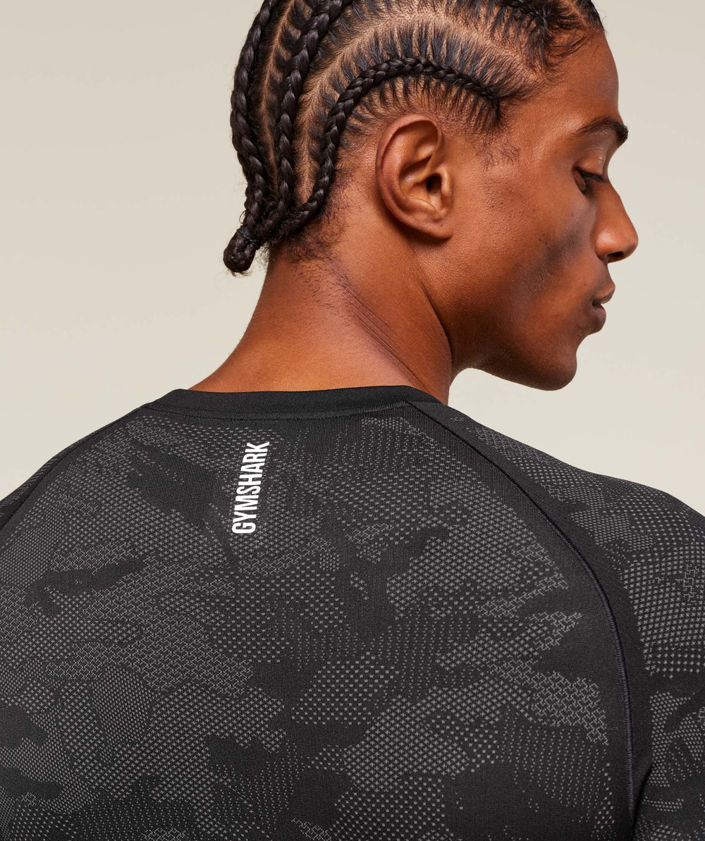 Geo Seamless Long Sleeve T-Shirt Black/Charcoal Grey