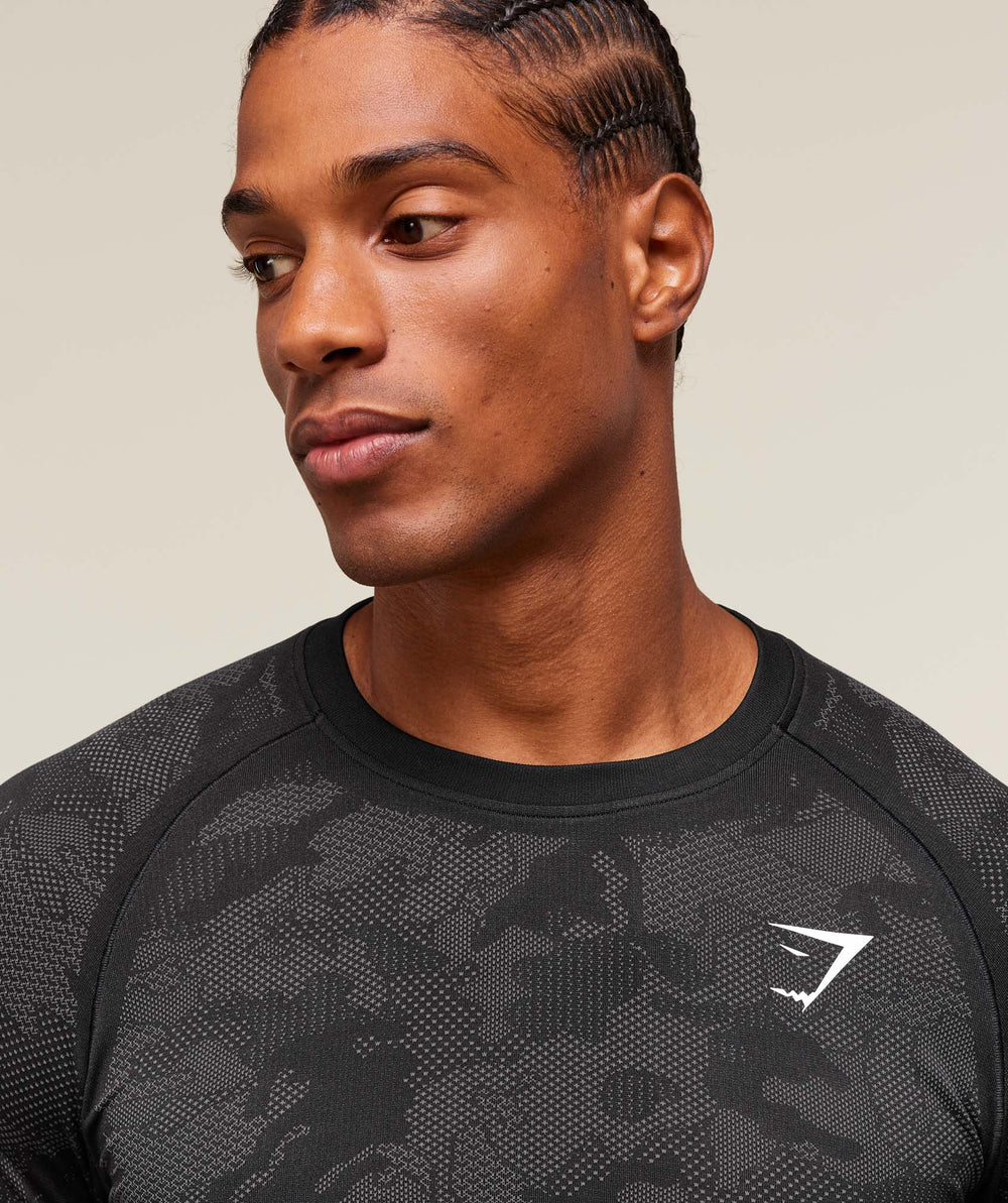 Geo Seamless Long Sleeve T-Shirt Black/Charcoal Grey