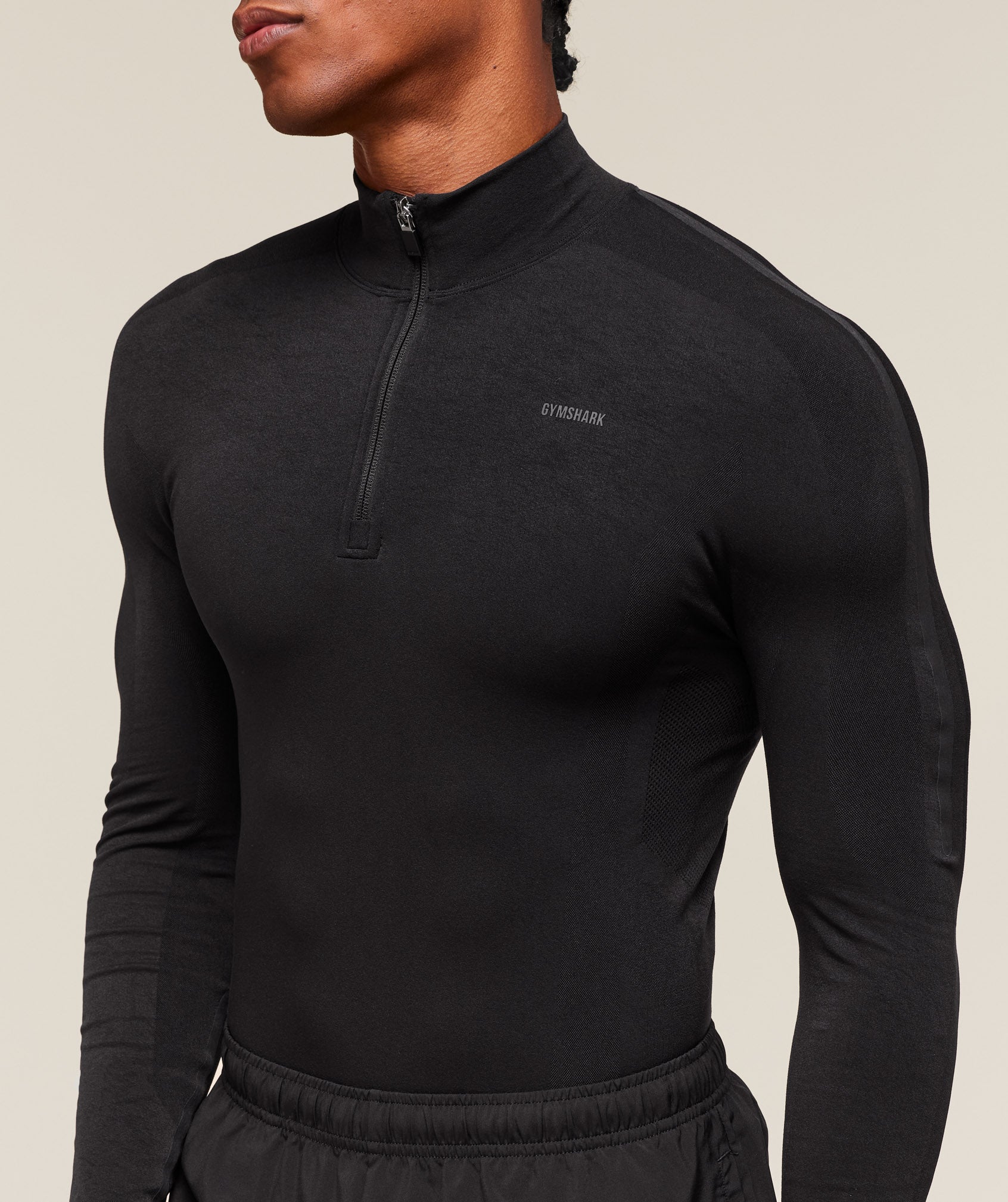 everywear Warp Knit 1/4 Zip Black