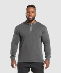 Heavyweight Woven Collar Henley Black