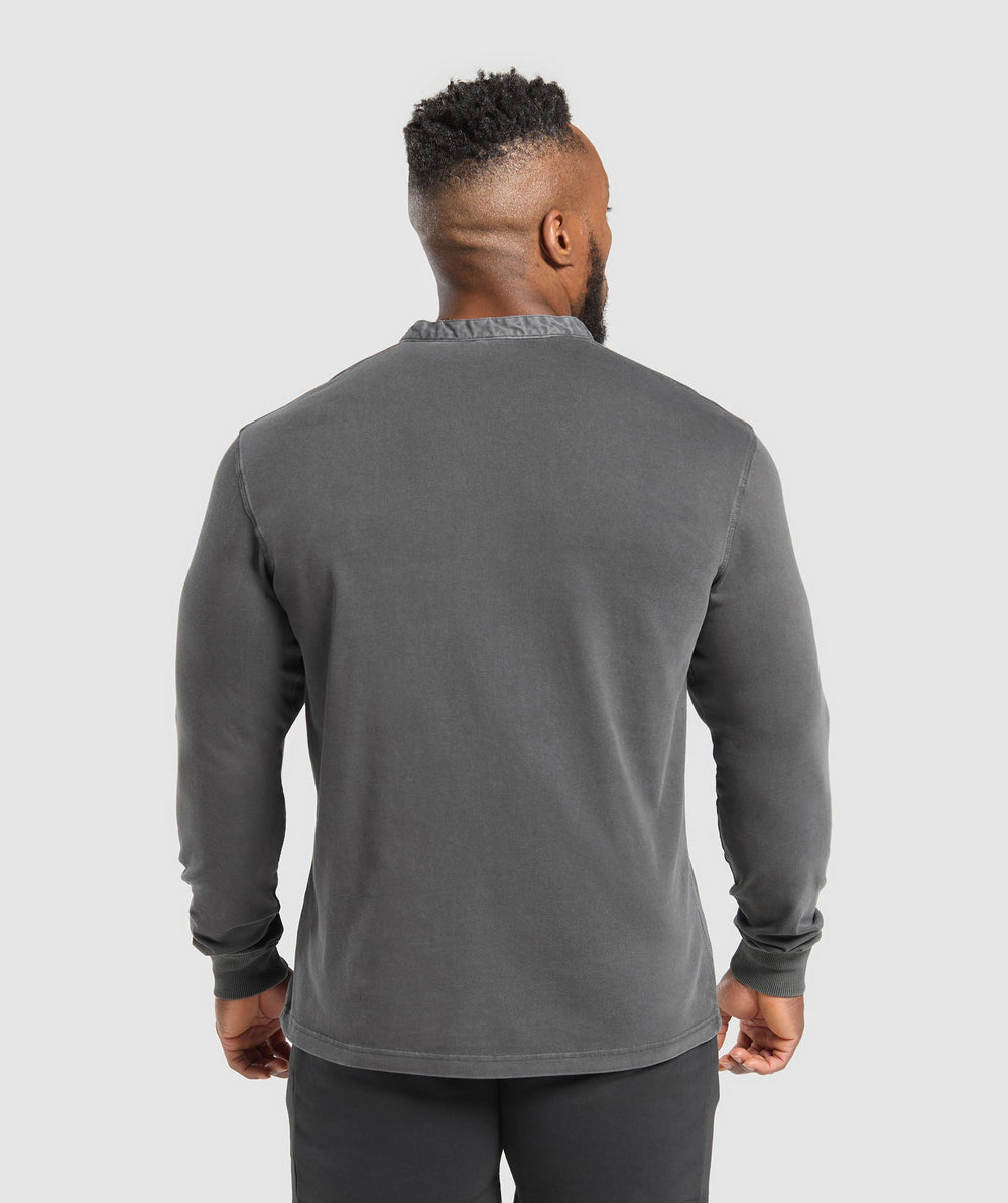 Heavyweight Woven Collar Henley Black
